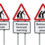 Pensions and retirement at risk road sign